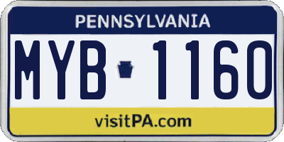 PA license plate MYB1160