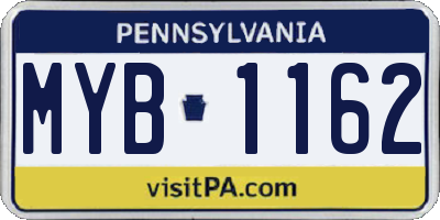 PA license plate MYB1162