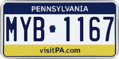 PA license plate MYB1167