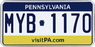 PA license plate MYB1170