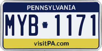 PA license plate MYB1171