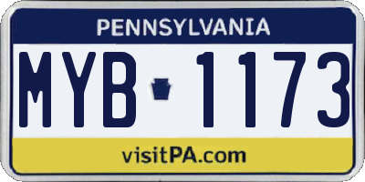 PA license plate MYB1173