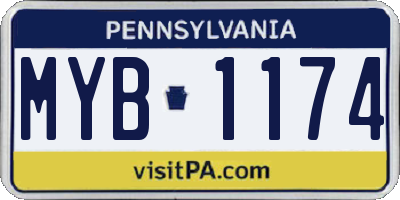 PA license plate MYB1174