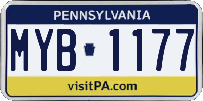 PA license plate MYB1177