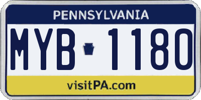 PA license plate MYB1180