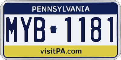 PA license plate MYB1181