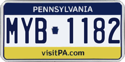 PA license plate MYB1182