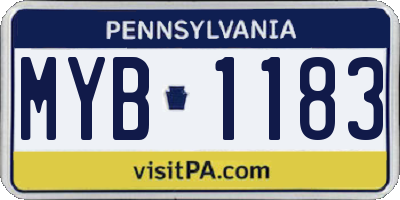 PA license plate MYB1183