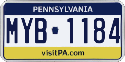 PA license plate MYB1184