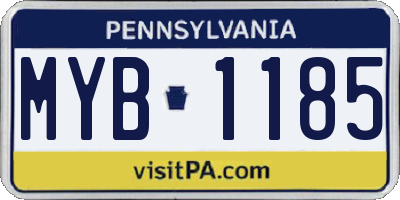 PA license plate MYB1185