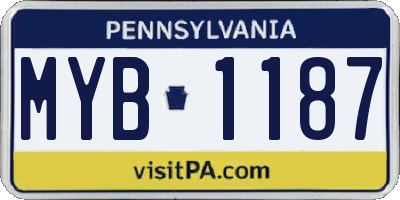 PA license plate MYB1187