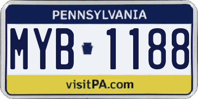 PA license plate MYB1188
