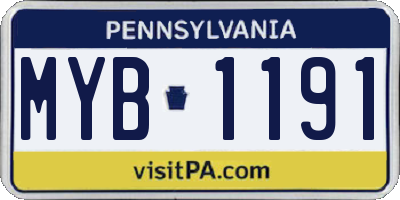 PA license plate MYB1191