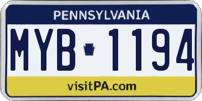 PA license plate MYB1194