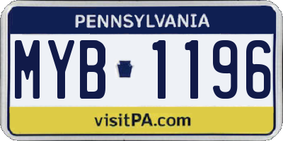 PA license plate MYB1196