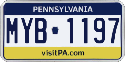 PA license plate MYB1197