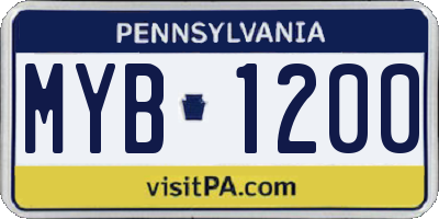 PA license plate MYB1200