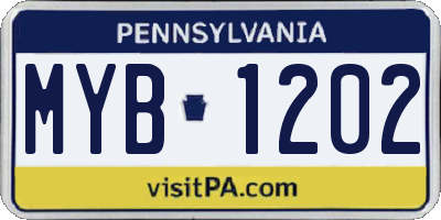 PA license plate MYB1202