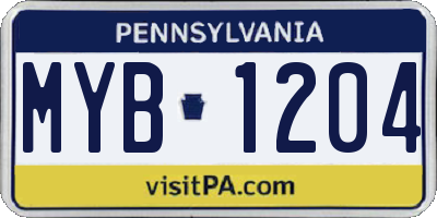 PA license plate MYB1204