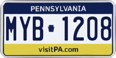 PA license plate MYB1208