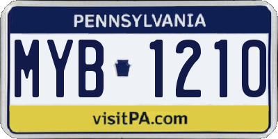 PA license plate MYB1210