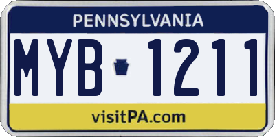 PA license plate MYB1211