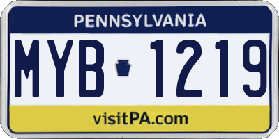 PA license plate MYB1219