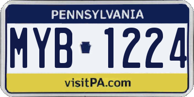 PA license plate MYB1224