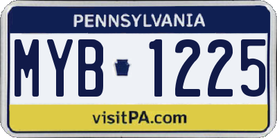 PA license plate MYB1225