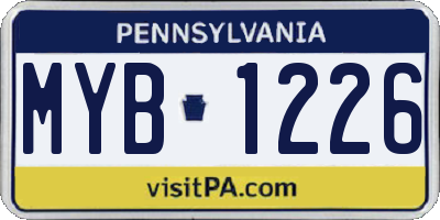 PA license plate MYB1226