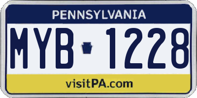 PA license plate MYB1228
