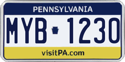 PA license plate MYB1230