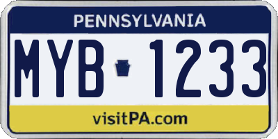 PA license plate MYB1233