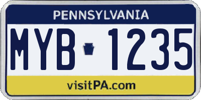 PA license plate MYB1235