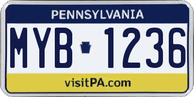 PA license plate MYB1236