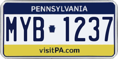 PA license plate MYB1237