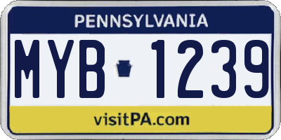 PA license plate MYB1239