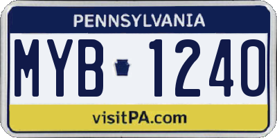 PA license plate MYB1240