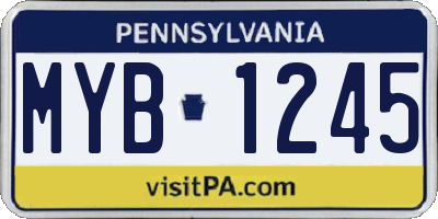 PA license plate MYB1245