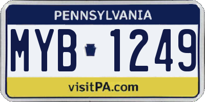 PA license plate MYB1249