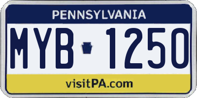 PA license plate MYB1250