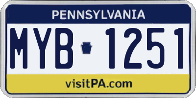 PA license plate MYB1251