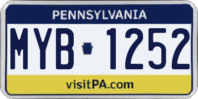 PA license plate MYB1252