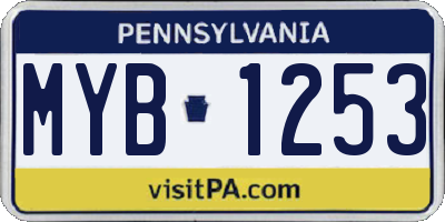PA license plate MYB1253
