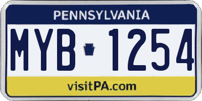 PA license plate MYB1254