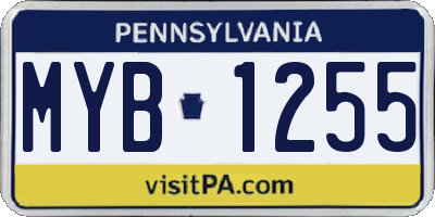 PA license plate MYB1255