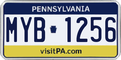 PA license plate MYB1256