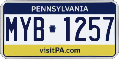 PA license plate MYB1257