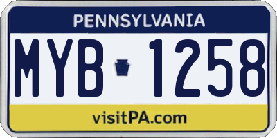 PA license plate MYB1258