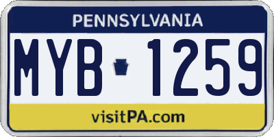 PA license plate MYB1259